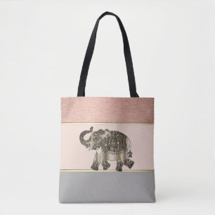Modern Girly Striped, Elephant Draagtas