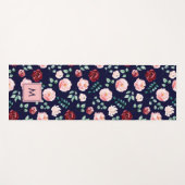 Modern Girly Stylish Monogrammed Floral Pattern Yogamat (Voorkant (horizontaal))