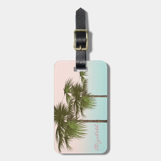Modern Girly Tropical, palmboom Bagagelabel (Voorkant verticaal)