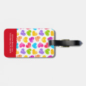 Modern Girly Vibrant Doodled Hearts Patroon Naam Bagagelabel (Achterkant horizontaal)