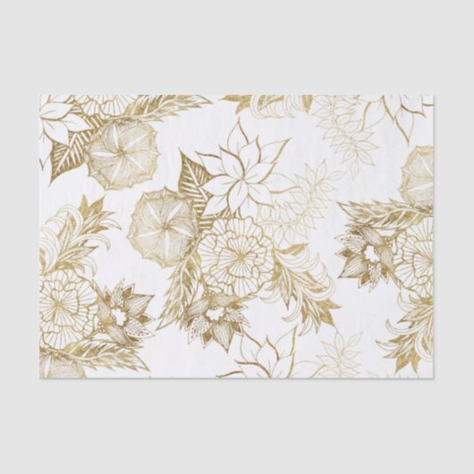 Modern Girly Yellow Gold Floral Illustrations Tissuepapier (Voorkant)