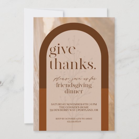 Modern Give Merci Friendsgiving Invitation (Devant)
