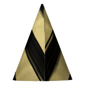 Modern Glam Black & Gold Paint Stroke Stripe Party Feesthoedjes (Achterkant)
