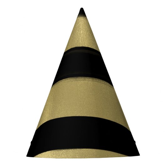 Modern Glam Black & Gold Paint Stroke Stripe Party Feesthoedjes (Voorkant)