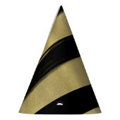 Modern Glam Black & Gold Paint Stroke Stripe Party Feesthoedjes (Links)