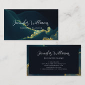 Modern Glam Gold Glitter Wedding Planner Green Visitekaartje (Voorkant / Achterkant)