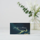 Modern Glam Gold Glitter Wedding Planner Green Visitekaartje (Staand voorkant)