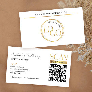 Modern Glam Gouden Logo Make-up Beauty Salon QR Co Visitekaartje
