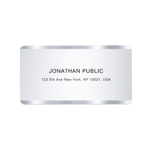 Modern Glamour Silver Look Cool Sjabloon Adres Etiket (Voorkant)