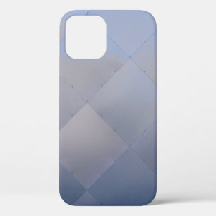 Modern glanzend geruit metaal blauw iPhone 12 hoesje