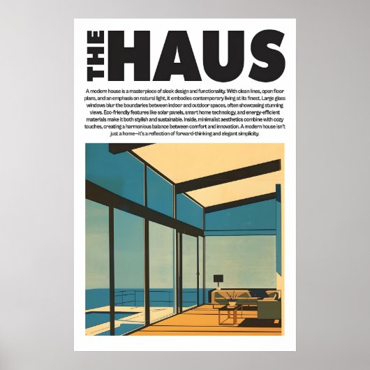 Modern Glass House Art Print Minimalist (Voorkant)