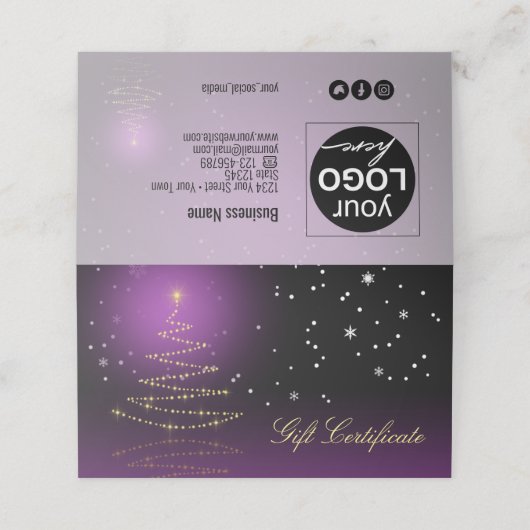 Modern Gleamy Shiny kerstboomkaartje (Buitenkant ongevouwen)