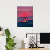 Modern Glitch Horizon Wall Art Poster (Thuiskantoor)