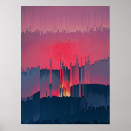 Modern Glitch Horizon Wall Art Poster