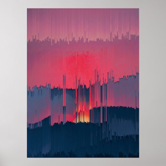 Modern Glitch Horizon Wall Art Poster (Voorkant)