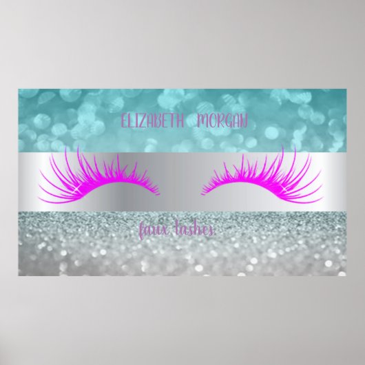 Modern Glitter Bokeh, Stripe, Faux Lashes Poster (Voorkant)