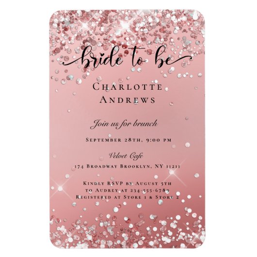 Modern, Glitter Bride tot Einladung Magnet Magneet (Verticaal)
