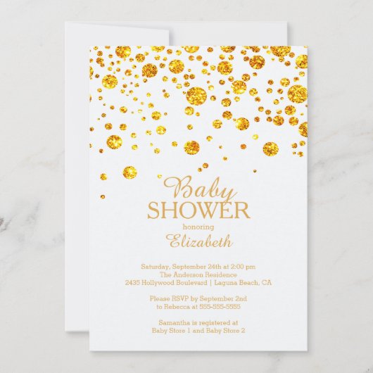 Modern Glitter Confetti Baby shower Kaart (Voorkant)