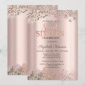 Modern Glitter Diamonds Roos Gold Sweet 16 Kaart (Voorkant / Achterkant)