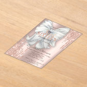 Modern Glitter Drips Bow Rose Gold Sweet 16 Acryl Uitnodigingen (Laagn)