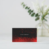 Modern Glitter Drop Rot Schwarz Visitenkarte Visitekaartje (Staand voorkant)
