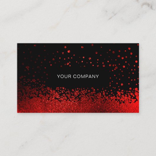 Modern Glitter Drop Rot Schwarz Visitenkarte Visitekaartje (Voorkant)