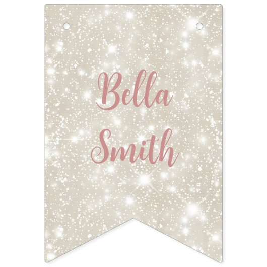 Modern Glitter Dusty Pink Afstuderen Foto Vlaggetjes (Eerste vlag)