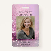Modern Glitter Employee Photo ID Badge (Voorkant)