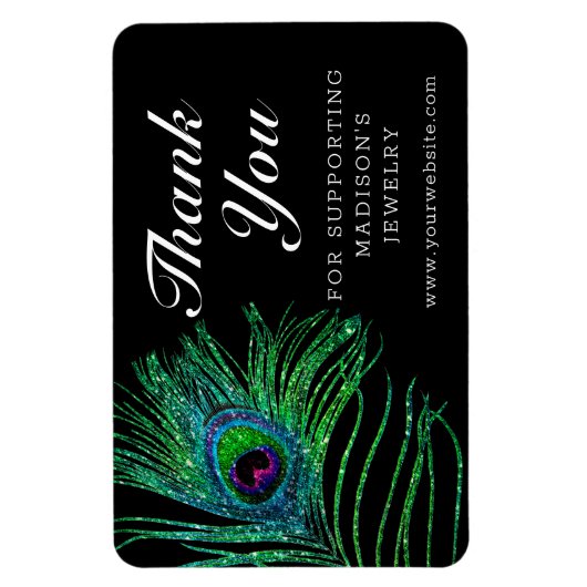 Modern Glitter Feather Boho Chic Bedankt Magneet (Verticaal)