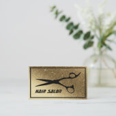 Modern Glitter Gold Background Hair Beauty Salon Visitekaartje (Staand voorkant)