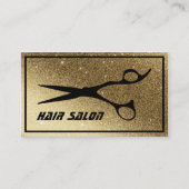 Modern Glitter Gold Background Hair Beauty Salon Visitekaartje (Voorkant)