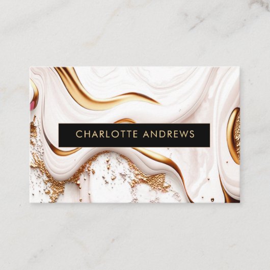Modern Glitter Gold Marble Salon Visitekaartje (Voorkant)