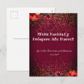 Modern Glitter Lettering Kerstmis Feliz Navidad Feestdagenkaart (Voorkant / Achterkant)