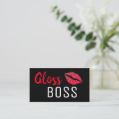 Modern Glitter Lip Gloss Boss Makeup Visitekaartje (Staand voorkant)