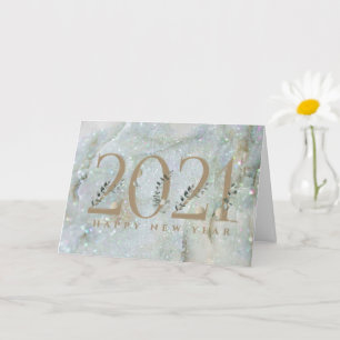 Modern Glitter Marble Happy Nieuwjaar 2021 Kaart