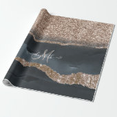 Modern Glitter Marble Monogram Cadeaupapier (Uitgerold)