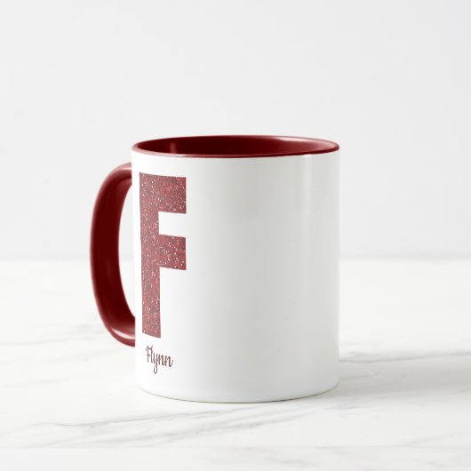 Modern Glitter Monogram F Mug with Name (Devant gauche)