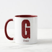 Modern Glitter Monogram G Mug with Name (Gauche)