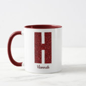 Modern Glitter Monogram H Mug with Name (Gauche)