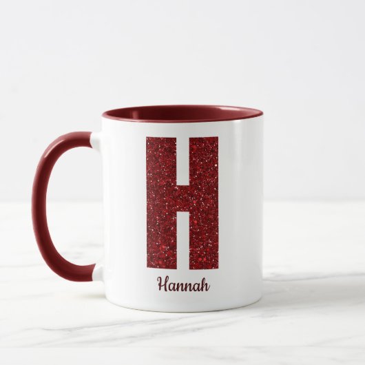 Modern Glitter Monogram H Mug with Name Mok (Links)