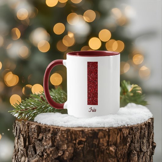 Modern Glitter Monogram I Mug with Name Mok
