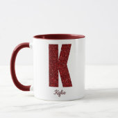 Modern Glitter Monogram K Mug with Name (Gauche)