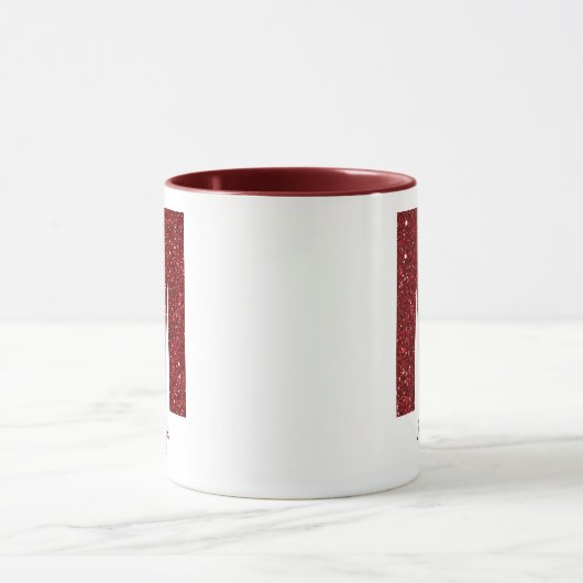 Modern Glitter Monogram M Mug with Name (Centre)