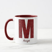 Modern Glitter Monogram M Mug with Name (Gauche)