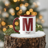 Modern Glitter Monogram M Mug with Name Mok