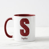 Modern Glitter Monogram S Mug with Name (Gauche)