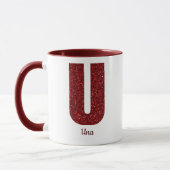 Modern Glitter Monogram U Mug with Name Mok (Links)