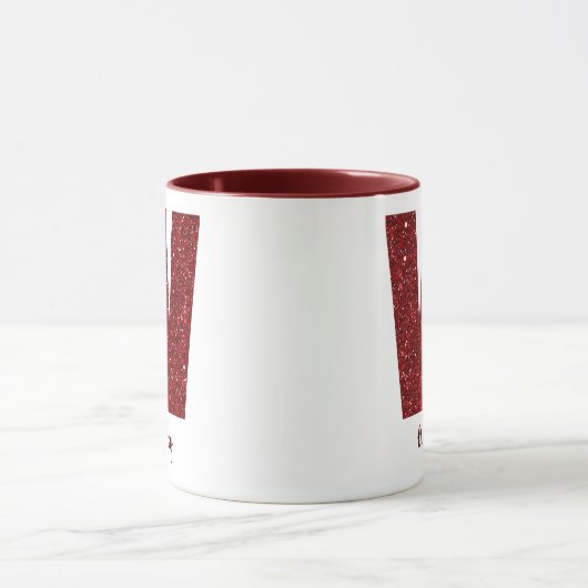 Modern Glitter Monogram W Mug with Name (Centre)