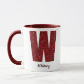 Modern Glitter Monogram W Mug with Name (Gauche)