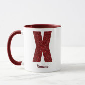 Modern Glitter Monogram X Mug with Name (Gauche)